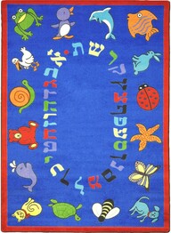 Joy Carpets Kid Essentials ABC Animals (Hebrew Alphabet) Blue
